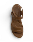 Sandalia Cafe Dama Doble Tira Ajuste Velcro Confort Casual Verano 4900028