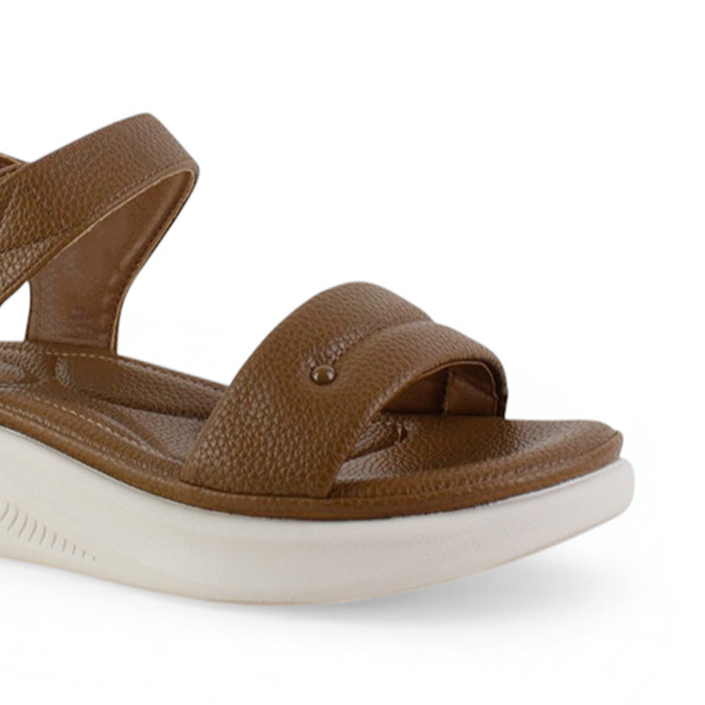 Sandalia Cafe Dama Doble Tira Ajuste Velcro Confort Casual Verano 4900028