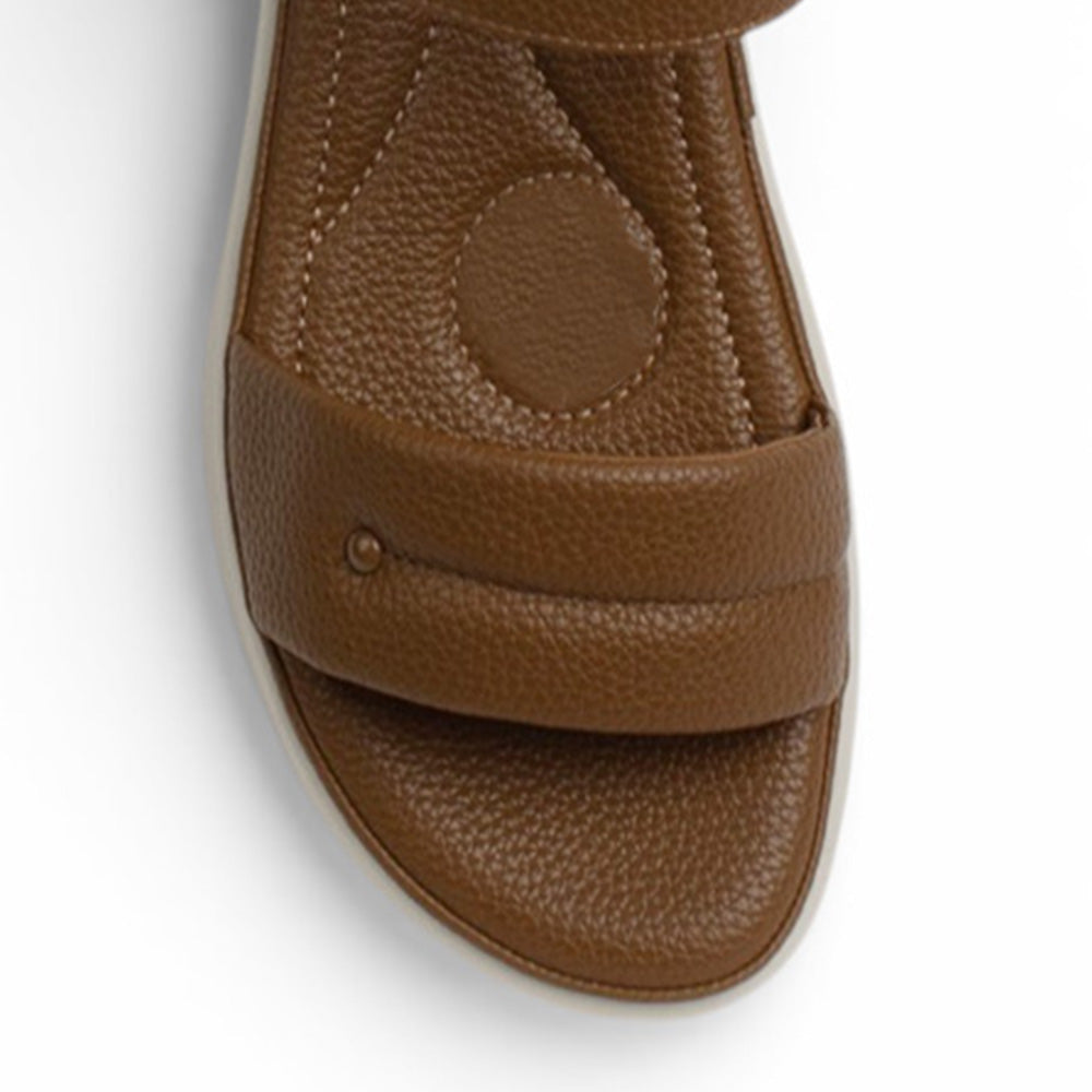 Sandalia Cafe Dama Doble Tira Ajuste Velcro Confort Casual Verano 4900028