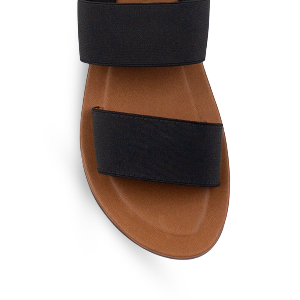 Sandalia Negro Mujer Verano Doble Correa Elastica Casual Mujer 3700117