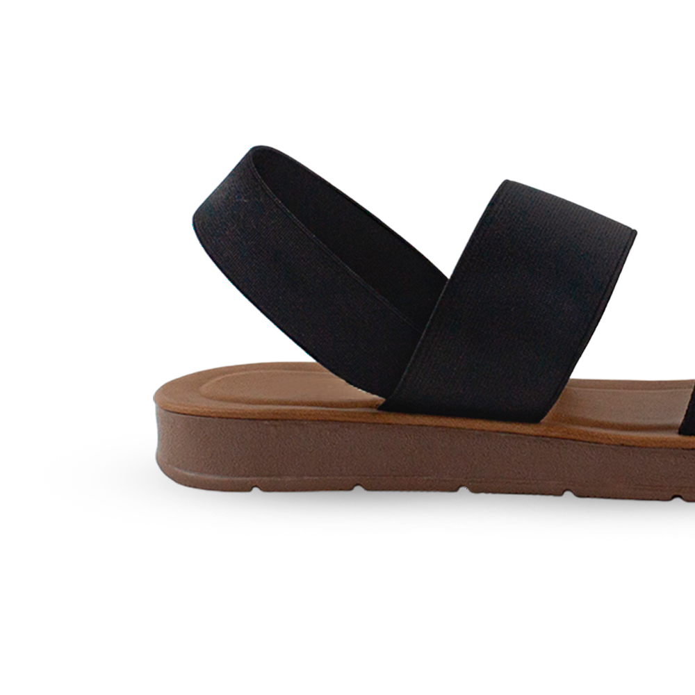 Sandalia Negro Mujer Verano Doble Correa Elastica Casual Mujer 3700117