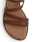 Sandalia Cafe Dama Elegante Moda Tiras Anchas Suela Baja Hebilla 4290083