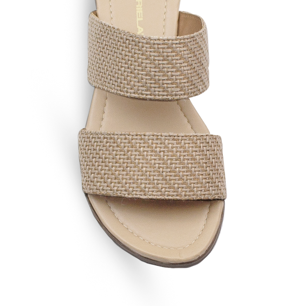 Sandalias Beige Planas Dama Doble Tira Casual Mujer Verano 530558