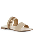 Sandalia Beige Cafe Dama Doble Tira Moda Herraje Verano Piso 530613