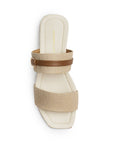 Sandalia Beige Cafe Dama Doble Tira Moda Herraje Verano Piso 530613