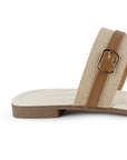 Sandalia Beige Cafe Dama Doble Tira Moda Herraje Verano Piso 530613