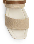 Sandalia Beige Cafe Dama Doble Tira Moda Herraje Verano Piso 530613