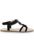 Sandalia Negro Mujer Casual Pedreria Tiras Cruzadas Trenzadas Moda 530620