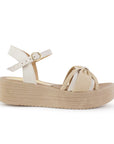 Sandalia Beige Dama Pulsera Moda Plataforma Baja Casual 4500183