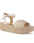 Sandalia Beige Dama Pulsera Moda Plataforma Baja Casual 4500183