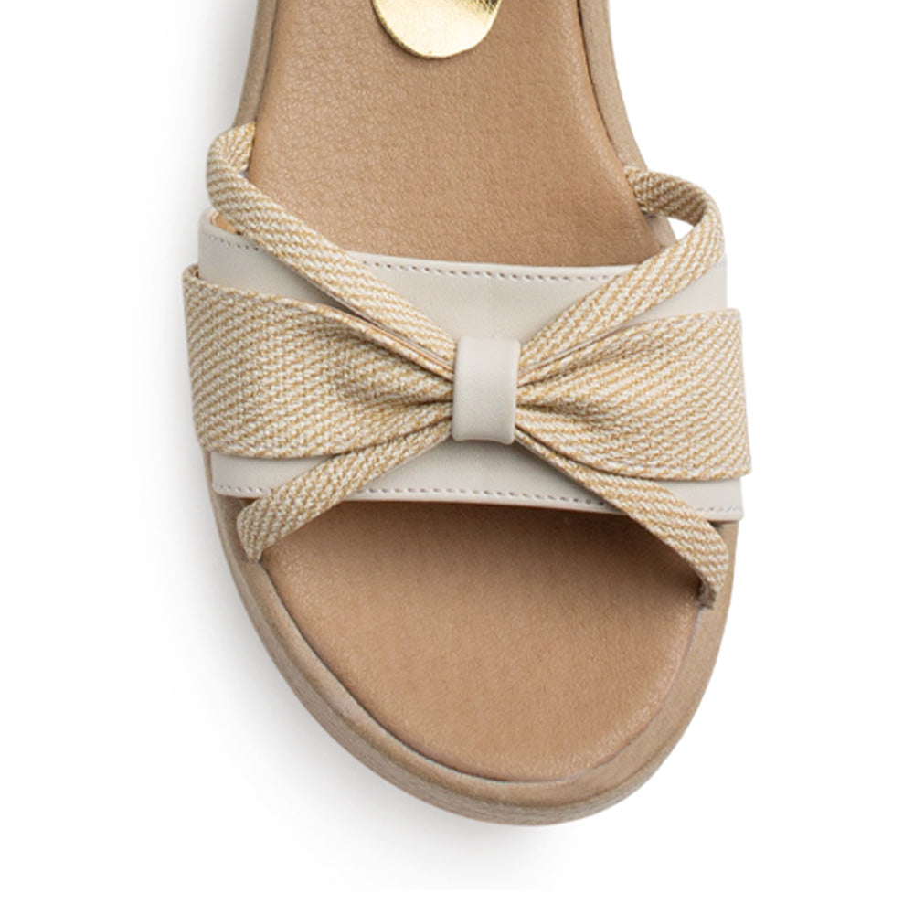 Sandalia Beige Dama Pulsera Moda Plataforma Baja Casual 4500183