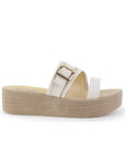 Sandalia Beige Mujer Plataforma Baja Doble Tira Casual Moda Verano 4500188