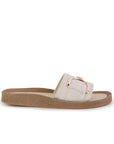 Sandalia Beige Dama Moda Playa Piso Herraje Casual 3201426
