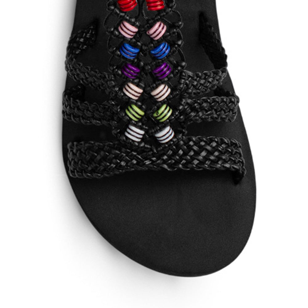 Sandalia Negro Mujer Casual Tiras Trenzadas Moda Plataforma Comoda 3201427