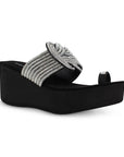 Sandalia Negro Dama Brillos Tiras Moda Dedo Pedria Elegante 3201428