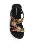 Sandalia Negro Plataforma Alta Moda Tiras Cruzadas Pedreria Casual 3201429