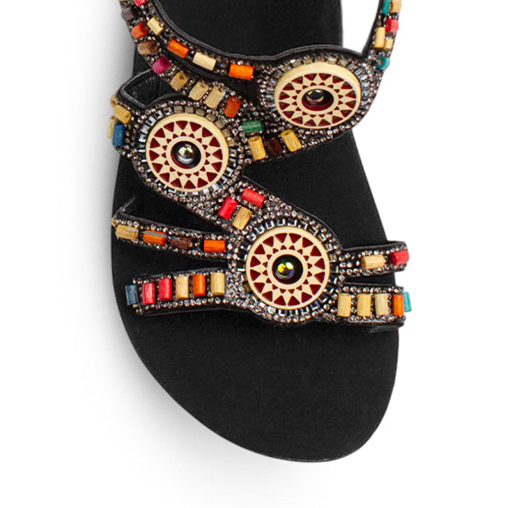 Sandalia Negro Plataforma Alta Moda Tiras Cruzadas Pedreria Casual 3201429