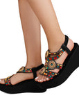 Sandalia Negro Plataforma Alta Moda Tiras Cruzadas Pedreria Casual 3201429