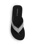 Sandalia Negro Plata Moda Empeine Decorado Brillos Plataforma Moda 3201431