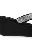 Sandalia Negro Plata Moda Empeine Decorado Brillos Plataforma Moda 3201431