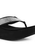 Sandalia Negro Plata Moda Empeine Decorado Brillos Plataforma Moda 3201431