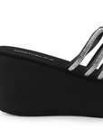 Sandalia Negro Mujer Tiras Moda Pedreria Plataforma Alta Casual 3201433