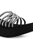 Sandalia Negro Mujer Tiras Moda Pedreria Plataforma Alta Casual 3201433