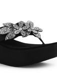 Sandalia Negro Plataforma Aplique Pedreria Suela Ancha Casual 3201434