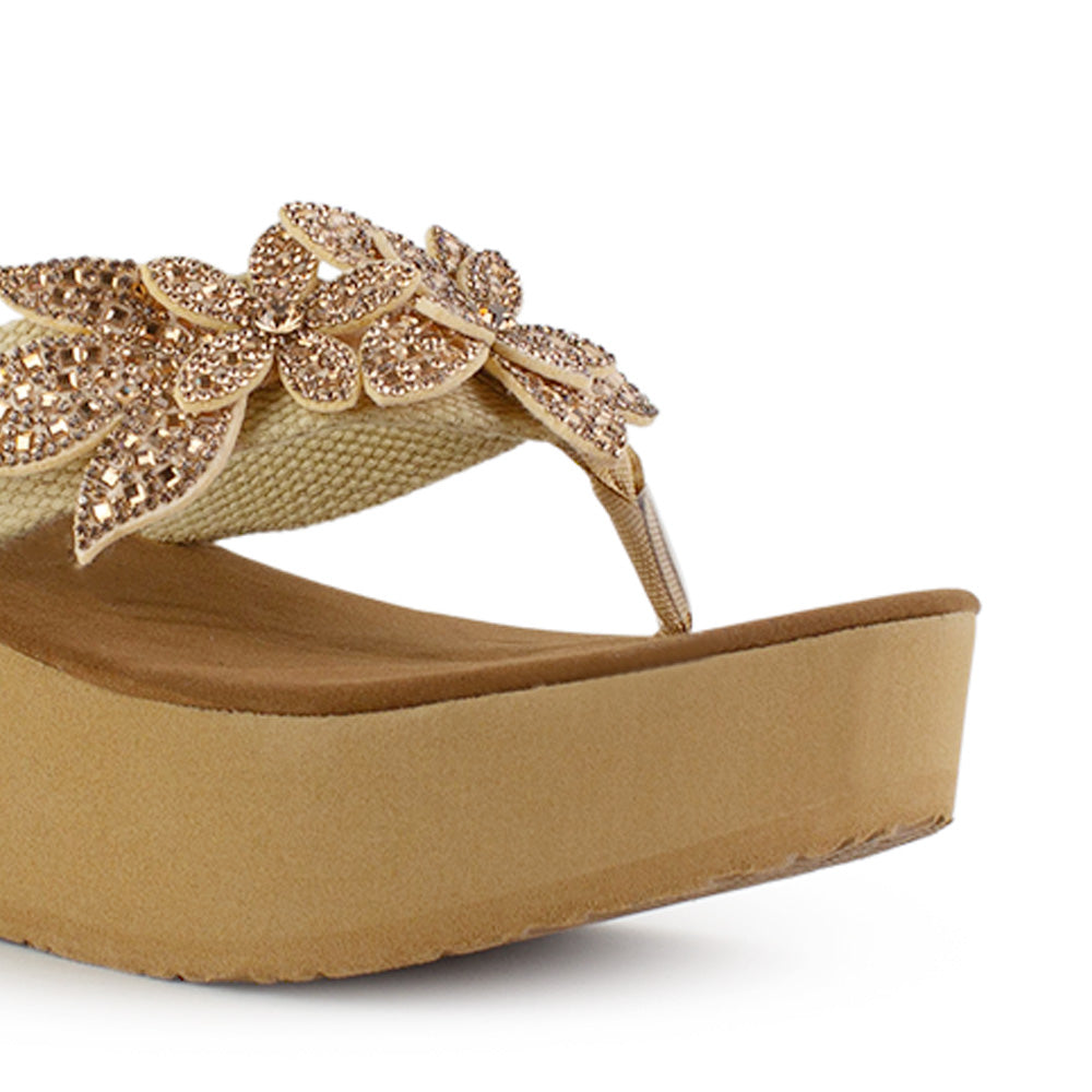 Sandalia Cafe Plataforma Aplique Pedreria Suela Ancha Casual 3201435
