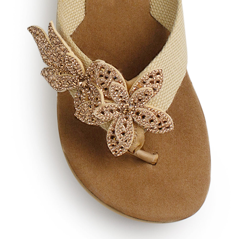 Sandalia Cafe Plataforma Aplique Pedreria Suela Ancha Casual 3201435