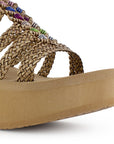 Sandalia Cafe Mujer Casual Tiras Trenzadas Moda Plataforma Comoda 3201437