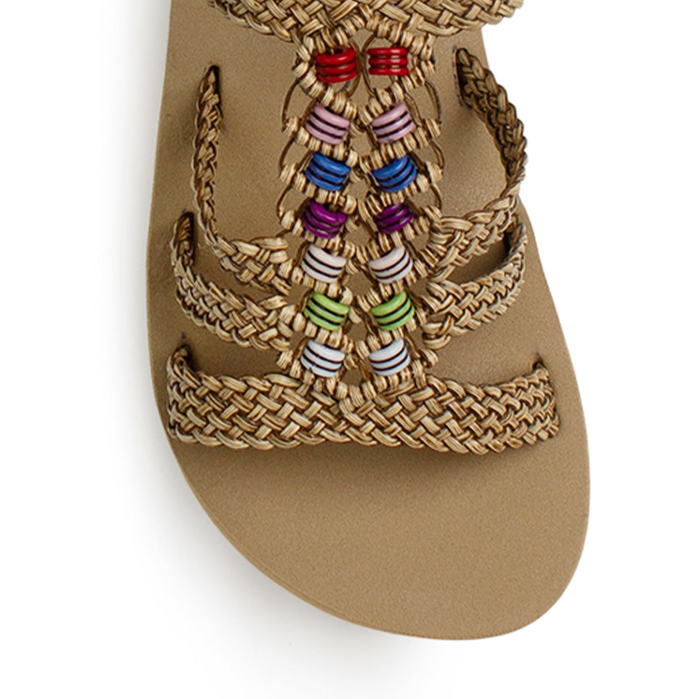 Sandalia Cafe Mujer Casual Tiras Trenzadas Moda Plataforma Comoda 3201437