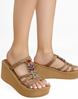 Sandalia Cafe Mujer Casual Tiras Trenzadas Moda Plataforma Comoda 3201437