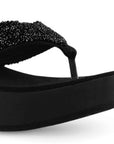 Sandalia Negro Dama Casual Plataforma Alta Tira Brillos Moda 3201438