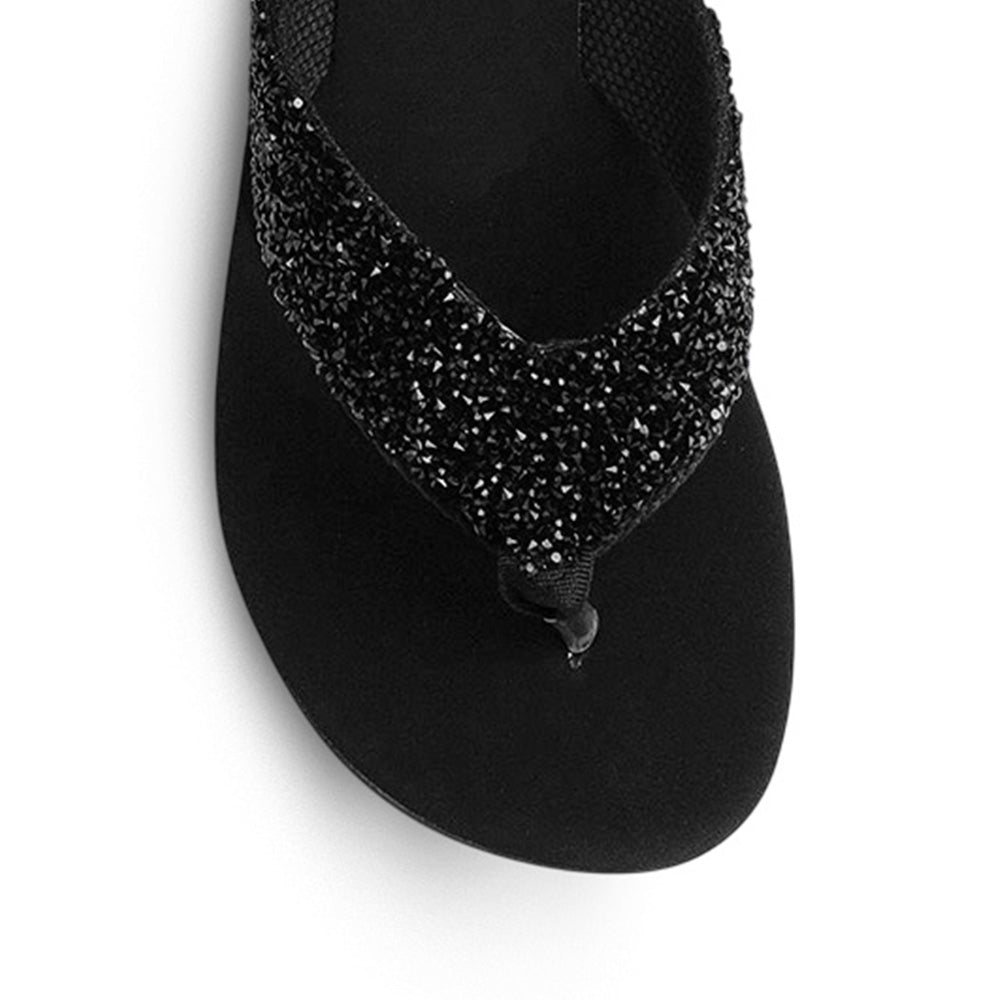 Sandalia Negro Dama Casual Plataforma Alta Tira Brillos Moda 3201438