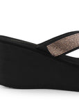 Sandalia Negro Oro Rosado Moda Empeine Decorado Brillos Plataforma Moda 3201443