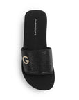 Sandalia Negro Dama Plataforma Tira Ancha Detalle Pedreria Moda 3201444