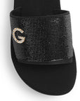 Sandalia Negro Dama Plataforma Tira Ancha Detalle Pedreria Moda 3201444