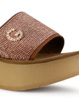 Sandalia Cafe Dama Plataforma Tira Ancha Detalle Pedreria Moda 3201446