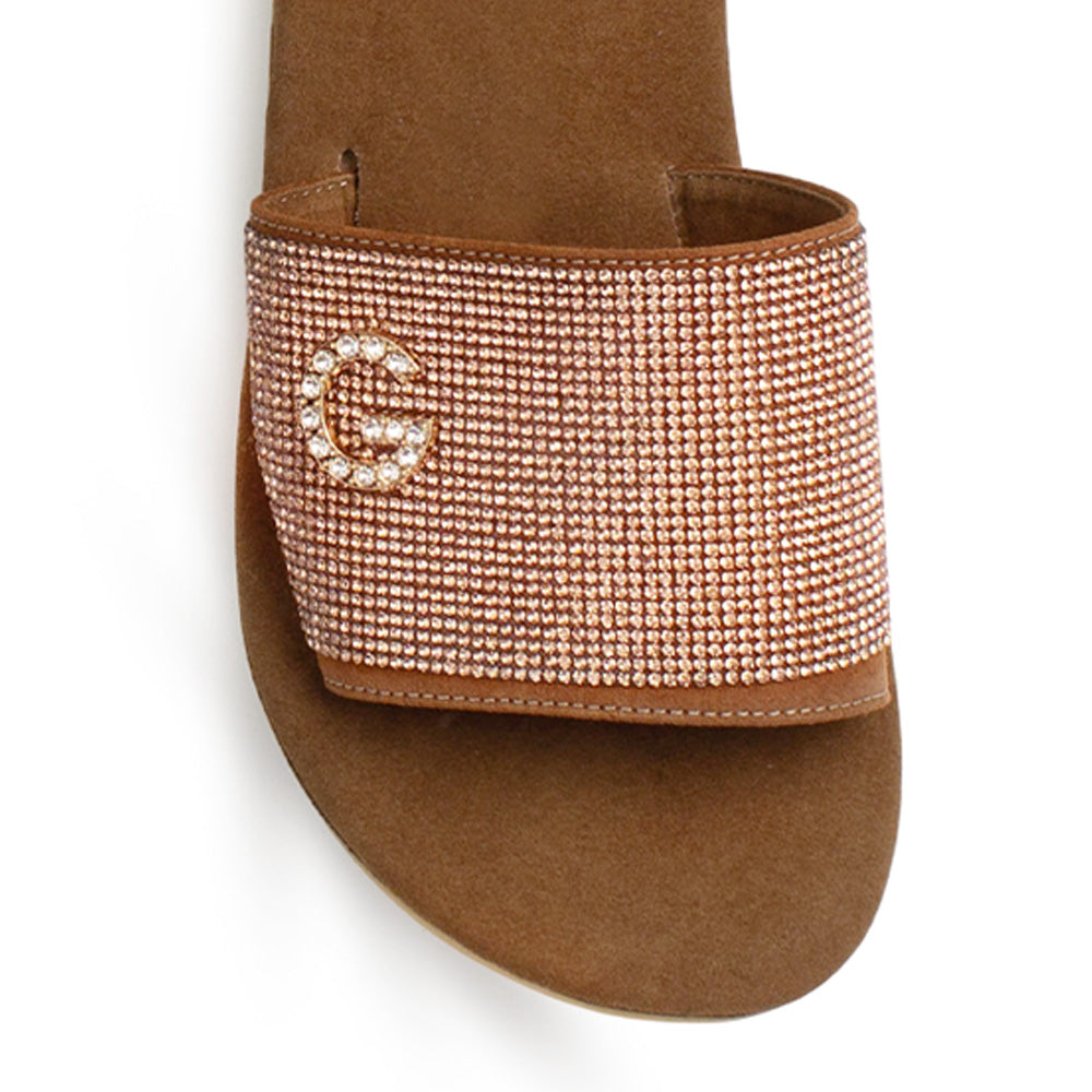 Sandalia Cafe Dama Plataforma Tira Ancha Detalle Pedreria Moda 3201446