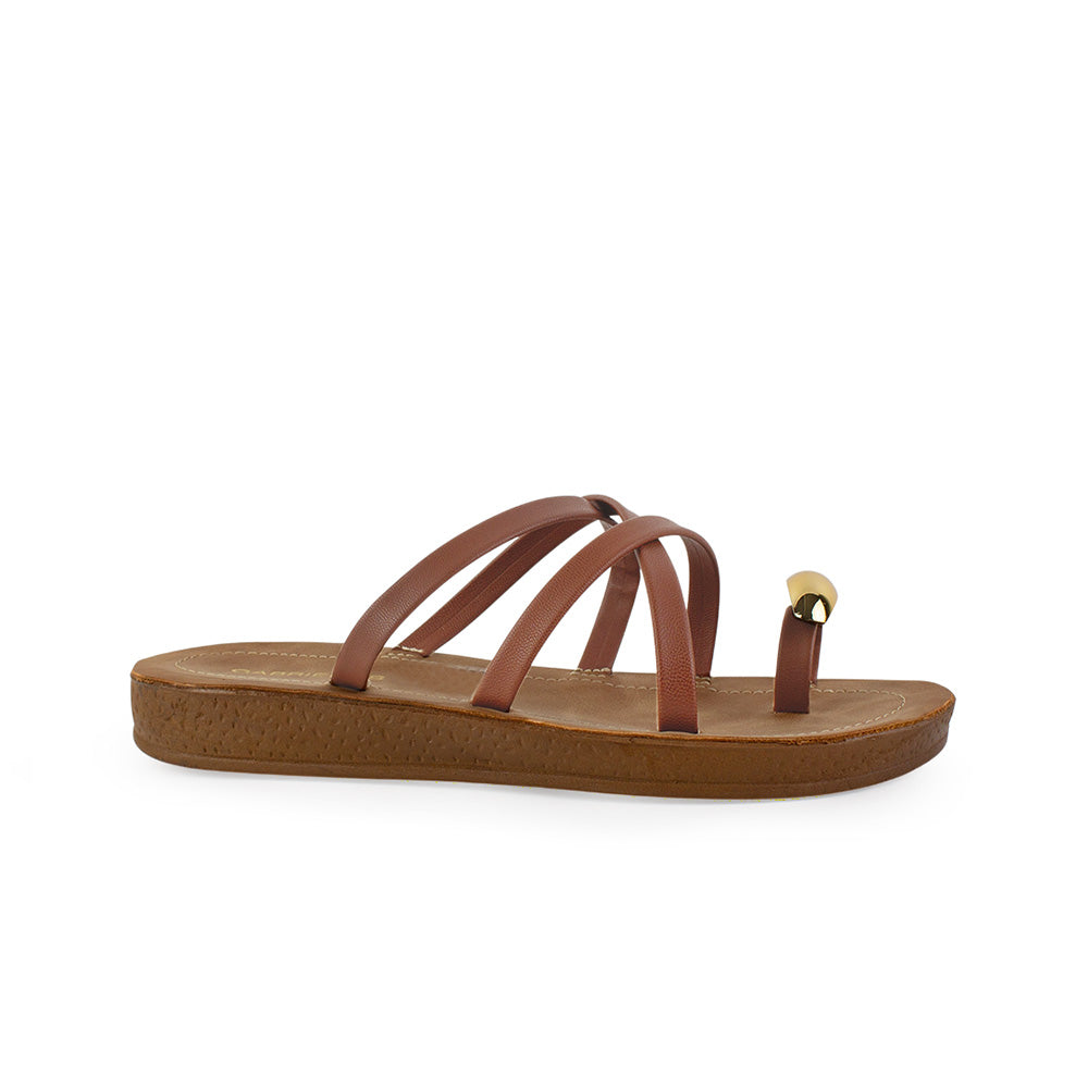 Sandalia Cafe Dama Plana Verano Tiras Cruzadas Moda Casual Mujer 3201456