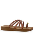 Sandalia Cafe Dama Plana Verano Tiras Cruzadas Moda Casual Mujer 3201456