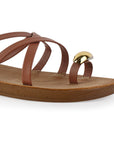 Sandalia Cafe Dama Plana Verano Tiras Cruzadas Moda Casual Mujer 3201456