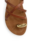 Sandalia Cafe Dama Plana Verano Tiras Cruzadas Moda Casual Mujer 3201456