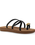 Sandalia Negro Dama Plana Verano Tiras Cruzadas Moda Casual Mujer 3201457