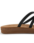 Sandalia Negro Dama Plana Verano Tiras Cruzadas Moda Casual Mujer 3201457