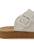 Sandalia Beige Dama Moda Confort Tira Dedo Hebilla Ajustable Plana 3201458