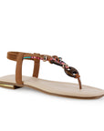 Sandalia Cafe Dama Plana Detalles Decorativos Resorte Talon Moda 3201461