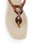 Sandalia Cafe Dama Plana Detalles Decorativos Resorte Talon Moda 3201461