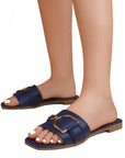 Sandalia Marino Piso Dama Casual Verano Herraje Moderno Mujer 4550081